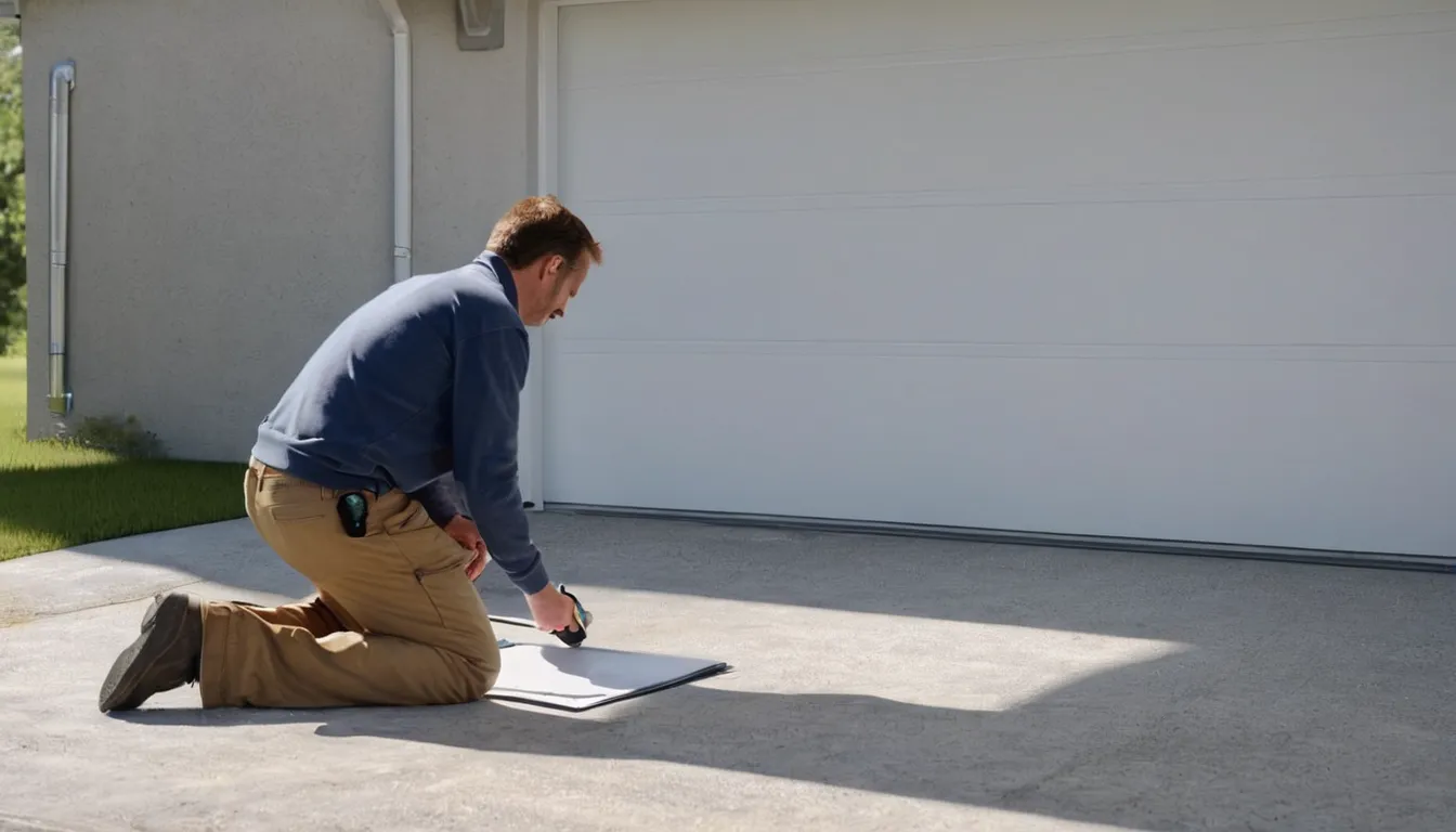 A provider checking a concrete slab before coating in the Whittier area